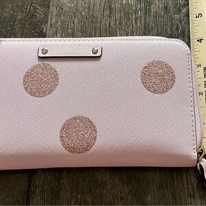 kate spade Pink Glitter Dot Zip-Around Wallet